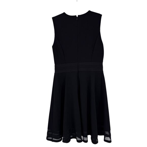 Calvin Klein Black Fit Flare Dress Sleeveless Mesh Hem Size 10 Business Party - Picture 2 of 13